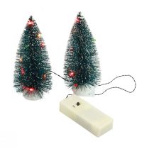 LED-kerstboom mini kunstmatig voor batterij 16cm 2st