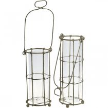 Lantaarntuin, metalen lantaarn Ø8.5cm H23/18.5/14.5cm set van 3