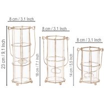Artikel Tuinlantaarn, metalen windlicht Ø8,5 cm H23/18,5/14,5 cm 3-delige set