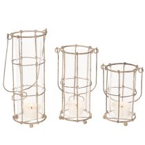 Artikel Tuinlantaarn, metalen windlicht Ø8,5 cm H23/18,5/14,5 cm 3-delige set
