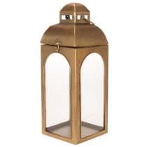 Artikel Lantaarn van metaal, glas, messinglook, H50cm, set van 2