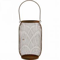 Artikel Decoratieve lantaarn met handvat metaal roest look Ø17cm H28,5cm