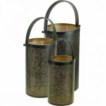 Decoratieve lantaarns, lantaarn metaal gatenpatroon H35,5/31/25cm set van 3