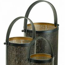 Artikel Decoratieve lantaarns, lantaarn metaal gatenpatroon H35,5/31/25cm set van 3