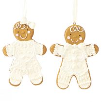 Artikel Peperkoekmannetje decoratie peperkoekvrouw om op te hangen H10,5cm 4st