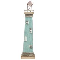 Artikel Vuurtoren antieke look maritieme tafeldecoratie hout blauw 40,5cm