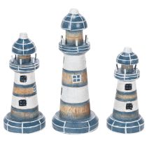 Artikel Decoratie met vuurtorenmotief, maritieme stijl, voor woonkamer en terras, 20 cm, set van 3.