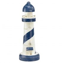 Vuurtoren Maritiem tafeldecoratie blauw wit Ø10,5cm H28,5cm