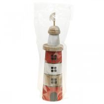 Artikel Houten vuurtoren maritieme houten decoratie rood wit H30,5cm