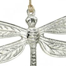 Libelle van metaal, zomerdecoratie, decoratieve libel om op te hangen zilver B12,5cm