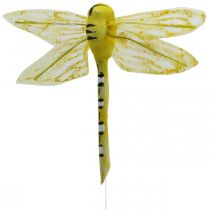 Artikel Zomerdecoratie, libellen op draad, decoratieve insecten geel, groen, blauw B10.5cm 6st