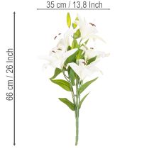 Artikel Kunstmatige lelies, 6 witte bloemen, realistische bloeiende tak, 66 cm