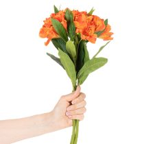 Artikel Kunstmatige oranje Alstroemeria-bloem, kunstmatige boeketdecoratie, 75 cm, 3 stuks