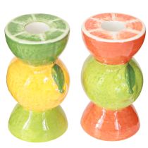 Artikel Limoen en citroen decoratieve kaarsenhouder keramiek H10.5cm 2st