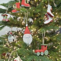Artikel Locomotief kerstboomversiering hout rood, groen 8.5 × 4 × 7cm 4st