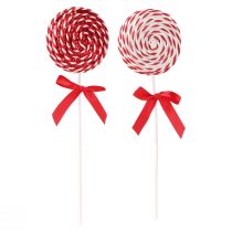 Artikel Lollipop kerstversiering rood wit lolly foam H30cm 2st
