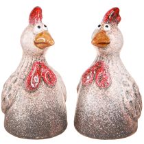 Artikel Grappig decoratief kip keramiek sierfiguur Pasen 10,5cm 4 stuks