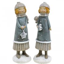 Artikel Deco figuren winter kinderfiguren meisjes H14.5cm 2st
