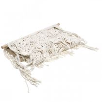 Artikel Boho Macramé Plantenhanger, Hangende Decoratie, Raamdecoratie met Bloemenschommelplank, 40x15cm, in Natuurlijk Wit