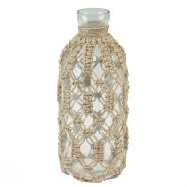 Artikel Macrame fles glazen siervaas naturel jute Ø10,5cm H26cm