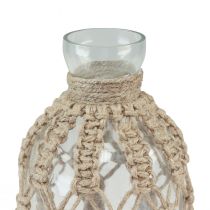 Artikel Macrame fles glazen siervaas naturel jute Ø10,5cm H26cm