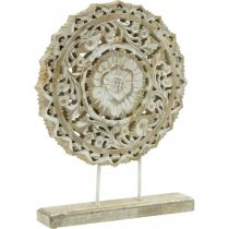 Mandala om te plaatsen, bloemen houtdecoratie, tafeldecoratie, zomerdecoratie shabby chic natuur H39.5cm Ø30cm