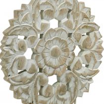 Bloemenmandala, houten decoratie om te plaatsen, zomerdecoratie, tafeldecoratie shabby chic naturel, wit H54.5cm Ø34cm