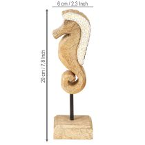 Artikel Mangohouten decoratie zeepaardje met parels tafeldecoratie maritiem 20cm