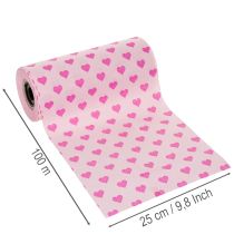 Artikel Manchetpapier met hartmotief, roze, 25 cm, 100 m