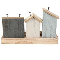 Artikel Maritieme decoratieve huizen houten vissersdorpje blauw wit 26×16×10cm