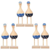 Artikel Maritieme decoratieve meeuwen van hout blauw donkerblauw H14cm 6 st