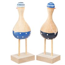 Artikel Maritieme decoratieve meeuwen van hout blauw donkerblauw H14cm 6 st