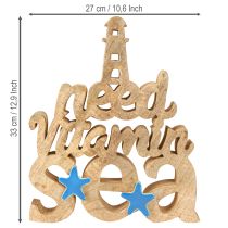 Artikel Maritieme houten decoratie “Ik heb vitamine zee nodig” mangohout 27×33cm