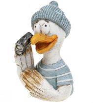 Artikel Maritieme decoratie meeuw tafeldecoratie blauw wit zilver H11cm 2 stuks