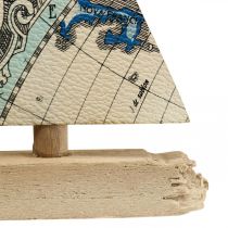 Maritieme decoratie zeilboot houten scheepsdecohanger klein H12cm 3st