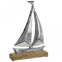 Maritieme decoratie, decoratieve zeilboot metaal, decoratief schip H26cm