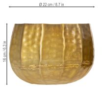 Artikel Decoratieve metalen bloempot, messing, Ø22/18/14 cm, set van 3