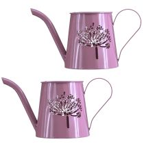 Artikel Metalen decoratieve gieter, roze paardenbloemmotief, 12 cm, 2 stuks