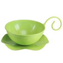 Artikel Metalen sierkop appelgroen met schotel H8cm Ø11,5cm 2st