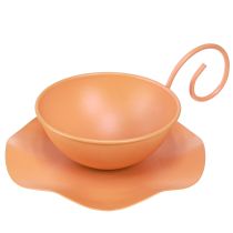 Artikel Metalen sierkop oranje Ø11,5cm H6cm met schotel 2 stuks