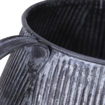 Artikel Metalen kan decoratieve vintage groeven in zwart H12,5cm