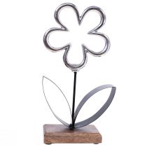Artikel Metalen bloemdecoratie zilver zwart tafeldecoratie lente H36cm