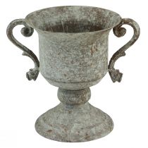 Metalen decoratieve trofee met handvat bruin wit Ø13,5cm H19,5cm