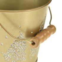 Artikel Metalen emmer kerstboomplanter goud Ø12cm H11,5cm