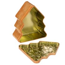 Artikel Kerstblik, koekblik, kerstboom en huisje, peperkoeklook, 14 cm, 2 stuks