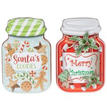 Artikel Metalen koekblik met kerstmotief in de vorm van een koekjespot, 15 cm, 2 stuks