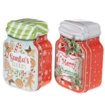 Artikel Metalen koekblik met kerstmotief in de vorm van een koekjespot, 15 cm, 2 stuks