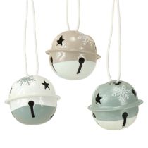 Artikel Metalen bellen Kerstklokken Mint Beige Ø3cm 16st