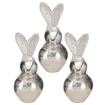 Artikel Decoratief Konijn Zilver – Modern Paasfiguur van metaal voor stijlvolle lentedecoratie 11cm 3 st.