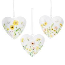 Artikel Hartvormige hangers met bloemenmotieven als wanddecoratie, 7 cm, 6 stuks